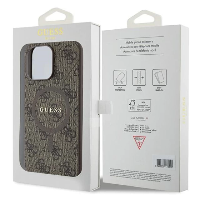 Чехол Guess 4G Collection Leather Metal Logo для iPhone 13 Pro Max Brown with MagSafe (GUHMP13XG4GFRW)