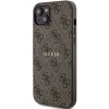 Чехол Guess 4G Collection Leather Metal Logo для iPhone 15 | 14 | 13 Brown with MagSafe (GUHMP15SG4GFRW)