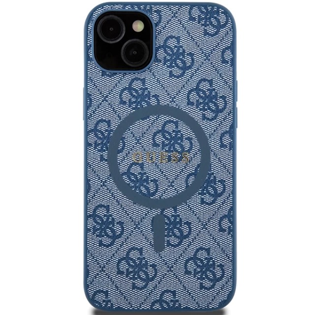 Чохол Guess 4G Collection Leather Metal Logo для iPhone 15 | 14 | 13 Blue with MagSafe (GUHMP15SG4GFRB)