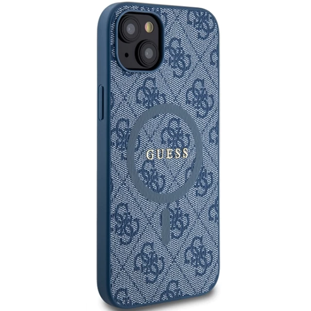 Чехол Guess 4G Collection Leather Metal Logo для iPhone 15 | 14 | 13 Blue with MagSafe (GUHMP15SG4GFRB)