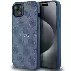 Чохол Guess 4G Collection Leather Metal Logo для iPhone 15 Plus | 14 Plus Blue with MagSafe (GUHMP15MG4GFRB)