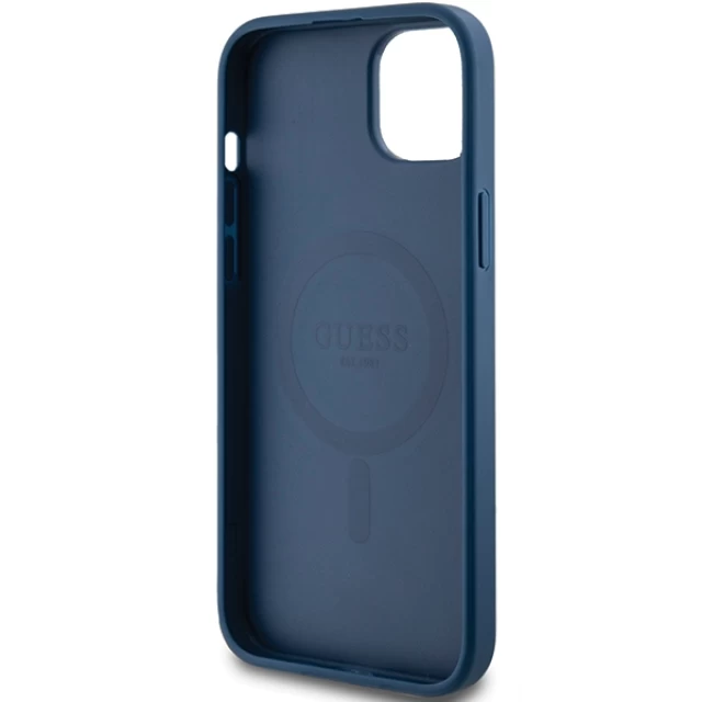 Чехол Guess 4G Collection Leather Metal Logo для iPhone 15 Plus | 14 Plus Blue with MagSafe (GUHMP15MG4GFRB)