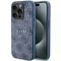 Чехол Guess 4G Collection Leather Metal Logo для iPhone 15 Pro Max Blue with MagSafe (GUHMP15XG4GFRB)