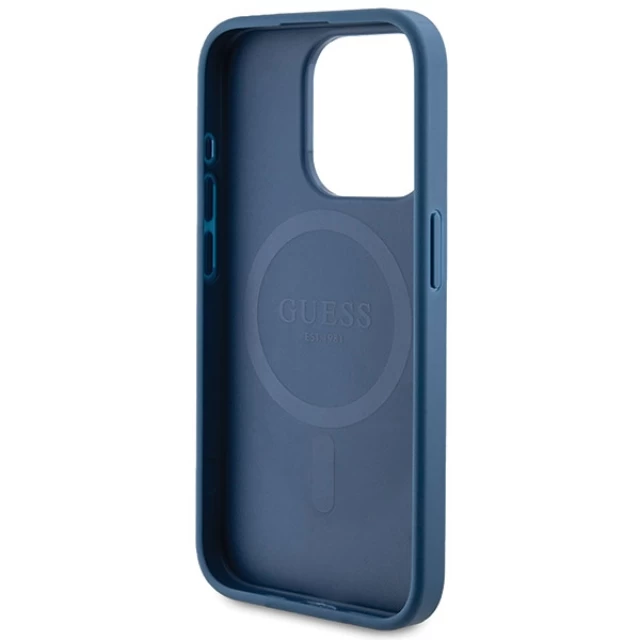 Чохол Guess 4G Collection Leather Metal Logo для iPhone 15 Pro Max Blue with MagSafe (GUHMP15XG4GFRB)