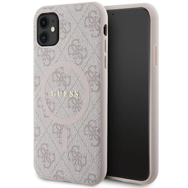 Чехол Guess 4G Collection Leather Metal Logo для iPhone 11 | XR Pink with MagSafe (GUHMN61G4GFRP)