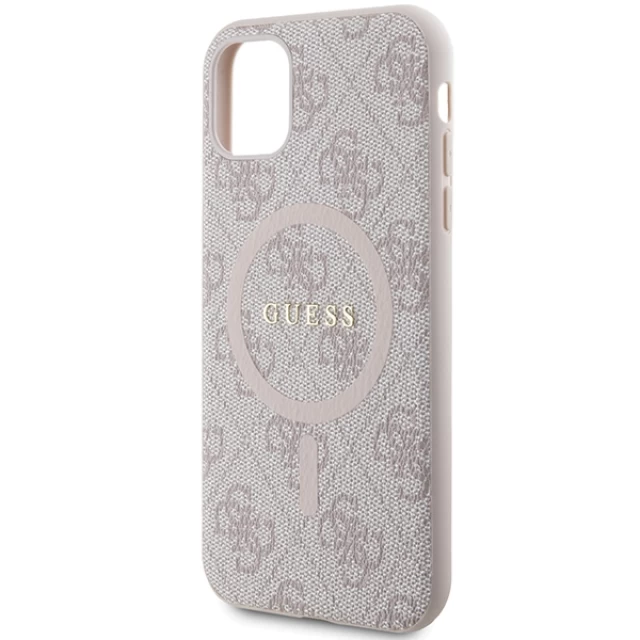 Чохол Guess 4G Collection Leather Metal Logo для iPhone 11 | XR Pink with MagSafe (GUHMN61G4GFRP)