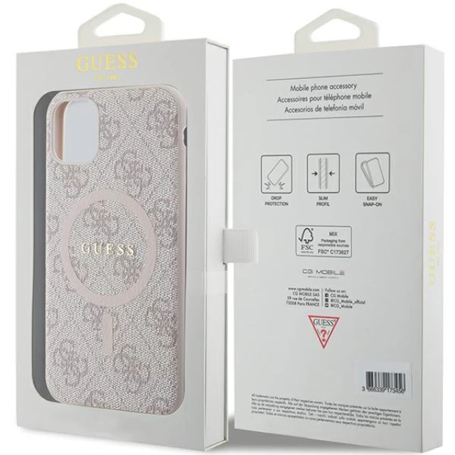Чохол Guess 4G Collection Leather Metal Logo для iPhone 11 | XR Pink with MagSafe (GUHMN61G4GFRP)