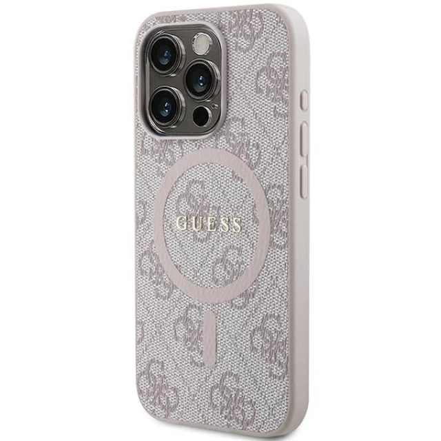 Чехол Guess 4G Collection Leather Metal Logo для iPhone 13 Pro Pink with MagSafe (GUHMP13LG4GFRP)