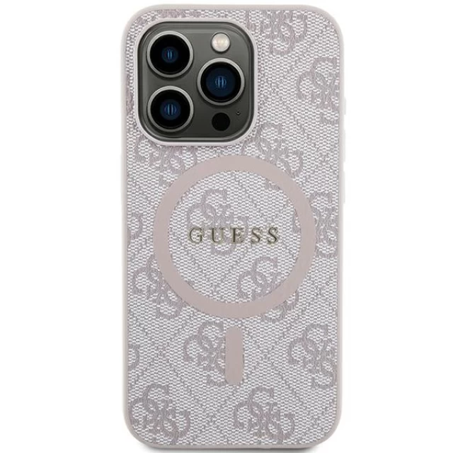 Чохол Guess 4G Collection Leather Metal Logo для iPhone 13 Pro Max Pink with MagSafe (GUHMP13XG4GFRP)