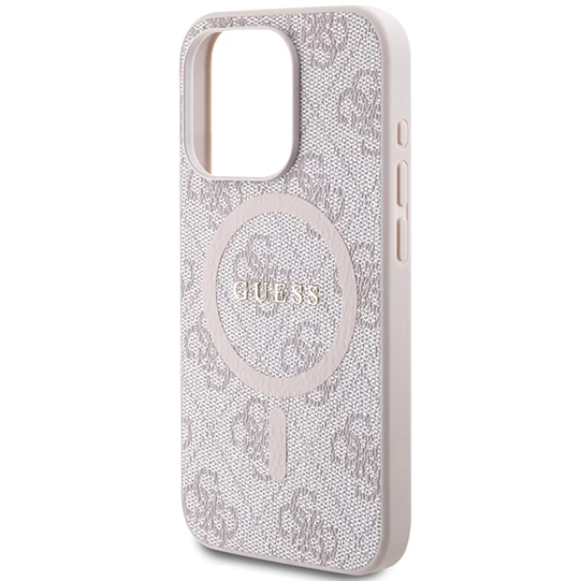 Чехол Guess 4G Collection Leather Metal Logo для iPhone 15 Pro Max Pink with MagSafe (GUHMP15XG4GFRP)