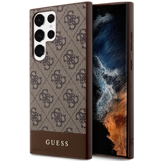 Чехол Guess 4G Stripe Collection для Samsung Galaxy S24 Ultra (S928) Brown (GUHCS24LG4GLBR)