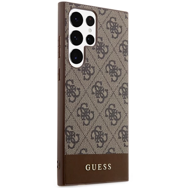 Чехол Guess 4G Stripe Collection для Samsung Galaxy S24 Ultra (S928) Brown (GUHCS24LG4GLBR)