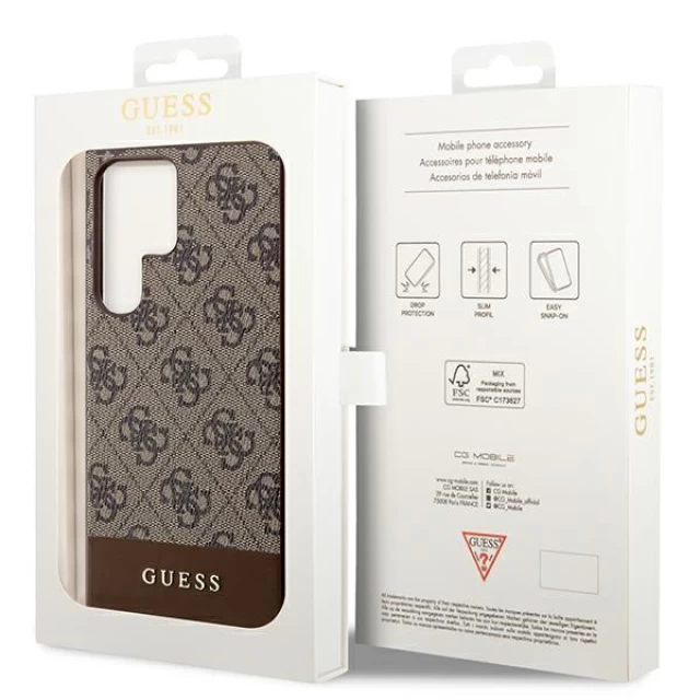 Чехол Guess 4G Stripe Collection для Samsung Galaxy S24 Ultra (S928) Brown (GUHCS24LG4GLBR)