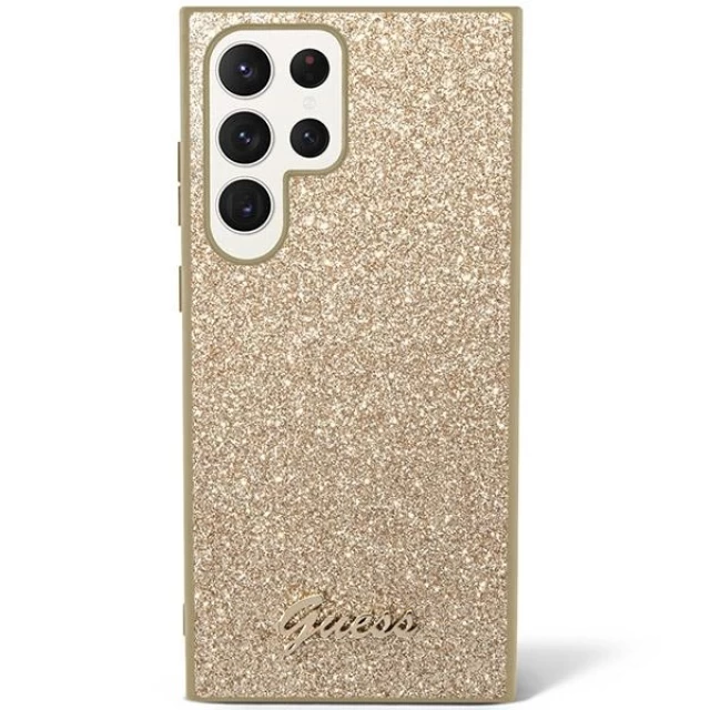 Чехол Guess Glitter Script для Samsung Galaxy S24 Ultra (S928) Gold (GUHCS24LHGGSHD)