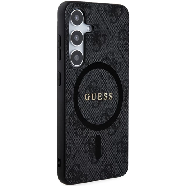 Чехол Guess 4G Collection Leather Metal Logo для Samsung Galaxy S24 (S921) Black with MagSafe (GUHMS24SG4GFRK)