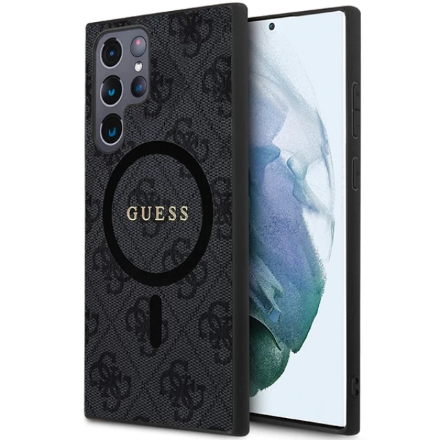 Чехол Guess 4G Collection Leather Metal Logo для Samsung Galaxy S24 Ultra (S928) Black with MagSafe (GUHMS24LG4GFRK)