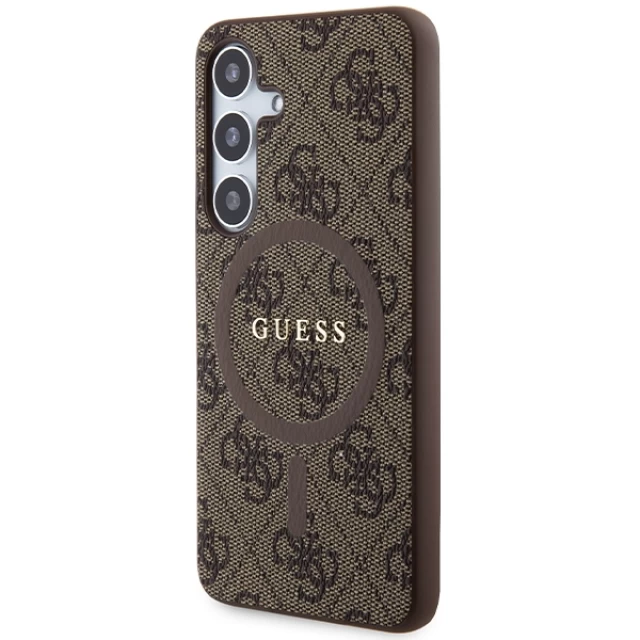 Чехол Guess 4G Collection Leather Metal Logo для Samsung Galaxy S24 (S921) Brown with MagSafe (GUHMS24SG4GFRW)