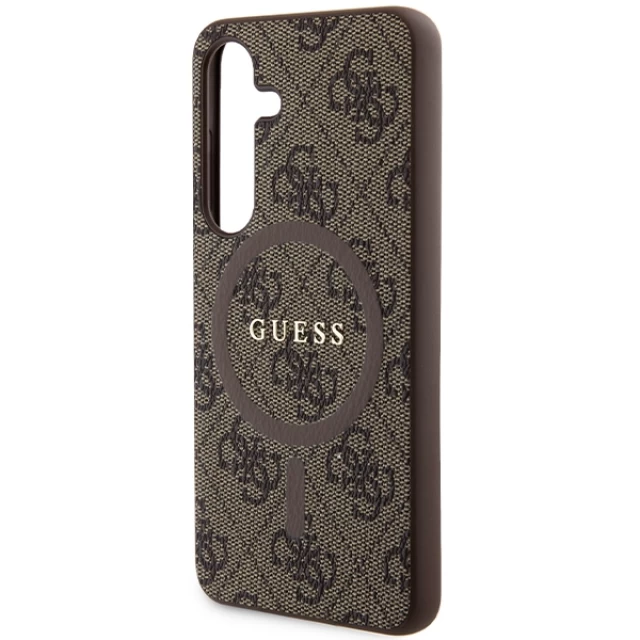 Чехол Guess 4G Collection Leather Metal Logo для Samsung Galaxy S24 (S921) Brown with MagSafe (GUHMS24SG4GFRW)