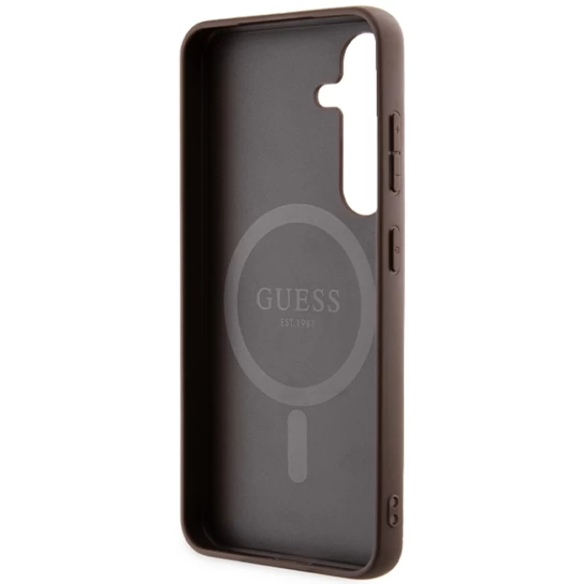 Чохол Guess 4G Collection Leather Metal Logo для Samsung Galaxy S24 (S921) Brown with MagSafe (GUHMS24SG4GFRW)
