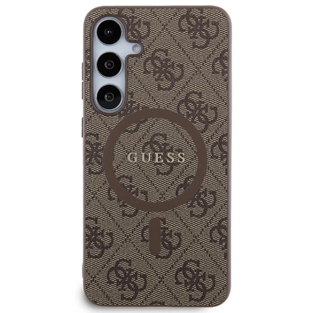 Чохол Guess 4G Collection Leather Metal Logo для Samsung Galaxy S24 Plus (S926) Brown with MagSafe (GUHMS24MG4GFRW)