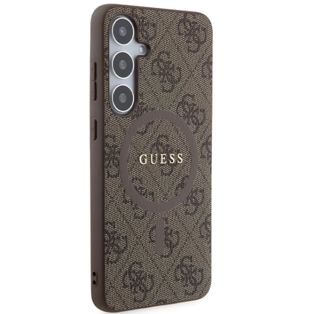Чохол Guess 4G Collection Leather Metal Logo для Samsung Galaxy S24 Plus (S926) Brown with MagSafe (GUHMS24MG4GFRW)