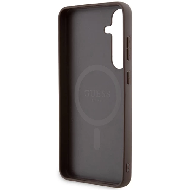 Чехол Guess 4G Collection Leather Metal Logo для Samsung Galaxy S24 Plus (S926) Brown with MagSafe (GUHMS24MG4GFRW)