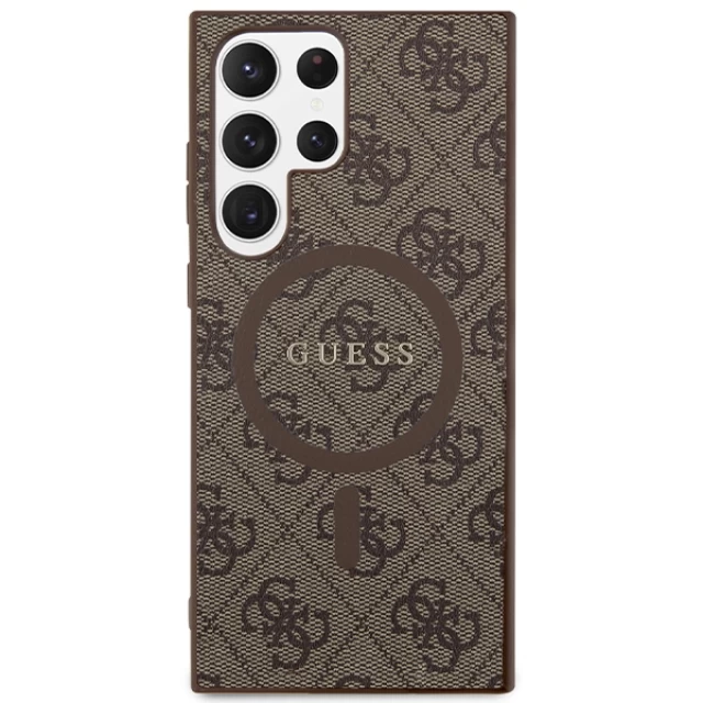 Чехол Guess 4G Collection Leather Metal Logo для Samsung Galaxy S24 Ultra (S928) Brown with MagSafe (GUHMS24LG4GFRW)