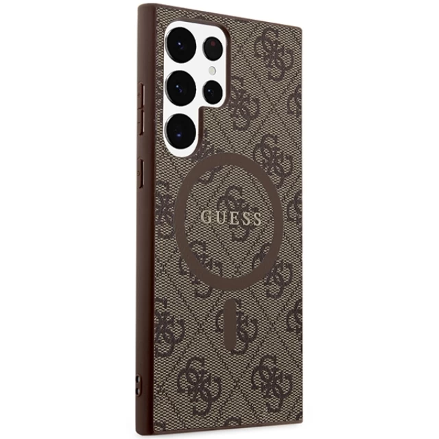 Чохол Guess 4G Collection Leather Metal Logo для Samsung Galaxy S24 Ultra (S928) Brown with MagSafe (GUHMS24LG4GFRW)