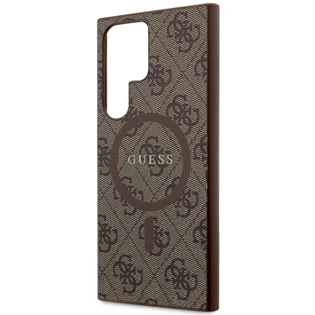 Чохол Guess 4G Collection Leather Metal Logo для Samsung Galaxy S24 Ultra (S928) Brown with MagSafe (GUHMS24LG4GFRW)