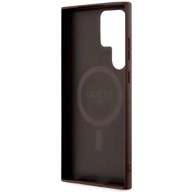 Чехол Guess 4G Collection Leather Metal Logo для Samsung Galaxy S24 Ultra (S928) Brown with MagSafe (GUHMS24LG4GFRW)