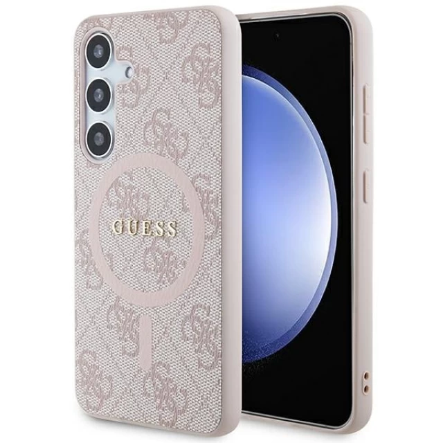 Чехол Guess 4G Collection Leather Metal Logo для Samsung Galaxy S24 (S921) Pink with MagSafe (GUHMS24SG4GFRP)