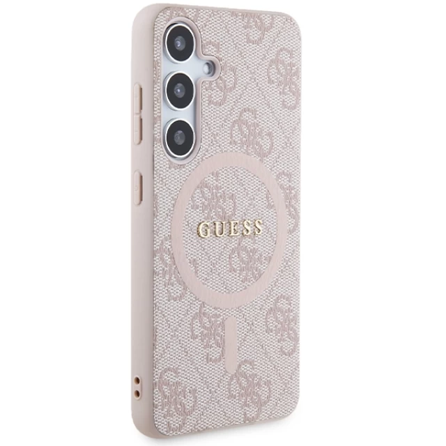 Чохол Guess 4G Collection Leather Metal Logo для Samsung Galaxy S24 (S921) Pink with MagSafe (GUHMS24SG4GFRP)