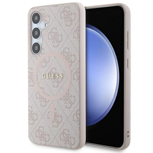 Чехол Guess 4G Collection Leather Metal Logo для Samsung Galaxy S24 Plus (S926) Pink with MagSafe (GUHMS24MG4GFRP)