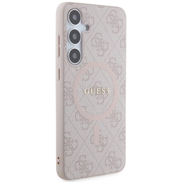 Чохол Guess 4G Collection Leather Metal Logo для Samsung Galaxy S24 Plus (S926) Pink with MagSafe (GUHMS24MG4GFRP)