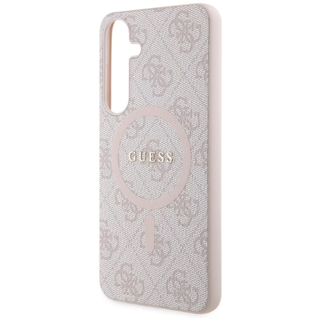Чохол Guess 4G Collection Leather Metal Logo для Samsung Galaxy S24 Plus (S926) Pink with MagSafe (GUHMS24MG4GFRP)