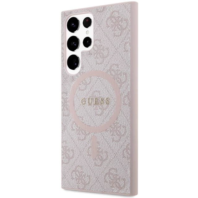 Чохол Guess 4G Collection Leather Metal Logo для Samsung Galaxy S24 Ultra (S928) Pink with MagSafe (GUHMS24LG4GFRP)