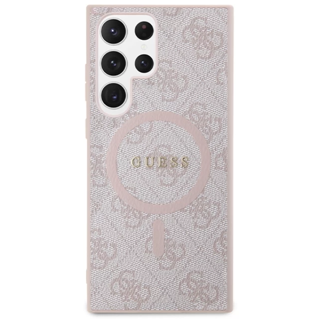 Чохол Guess 4G Collection Leather Metal Logo для Samsung Galaxy S24 Ultra (S928) Pink with MagSafe (GUHMS24LG4GFRP)