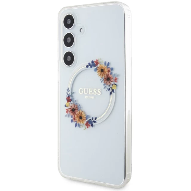 Чохол Guess IML Flowers Wreath для Samsung Galaxy S24 Plus (S926) Transparent with MagSafe (GUHMS24MHFWFCT)