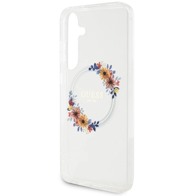 Чехол Guess IML Flowers Wreath для Samsung Galaxy S24 Plus (S926) Transparent with MagSafe (GUHMS24MHFWFCT)