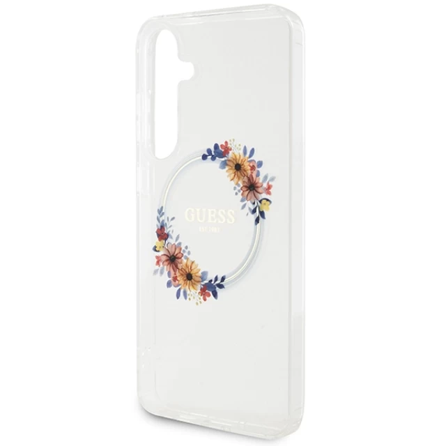 Чохол Guess IML Flowers Wreath для Samsung Galaxy S24 Plus (S926) Transparent with MagSafe (GUHMS24MHFWFCT)