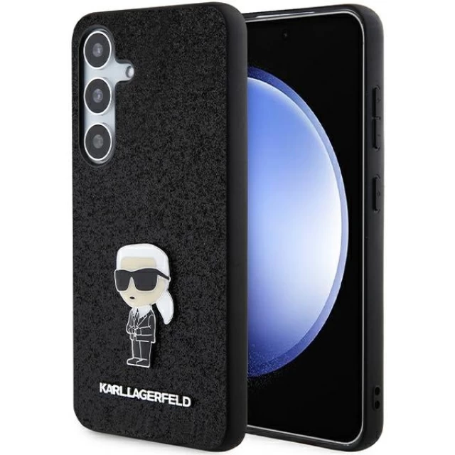 Чехол Karl Lagerfeld Fixed Glitter Ikonik Logo Metal Pin для Samsung Galaxy S24 Plus (S926) Black (KLHCS24MGKNPSK)