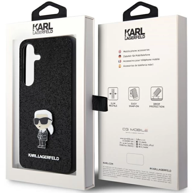 Чехол Karl Lagerfeld Fixed Glitter Ikonik Logo Metal Pin для Samsung Galaxy S24 Plus (S926) Black (KLHCS24MGKNPSK)