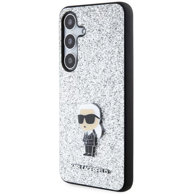 Чехол Karl Lagerfeld Fixed Glitter Ikonik Logo Metal Pin для Samsung Galaxy S24 (S921) Silver (KLHCS24SGCNPSG)