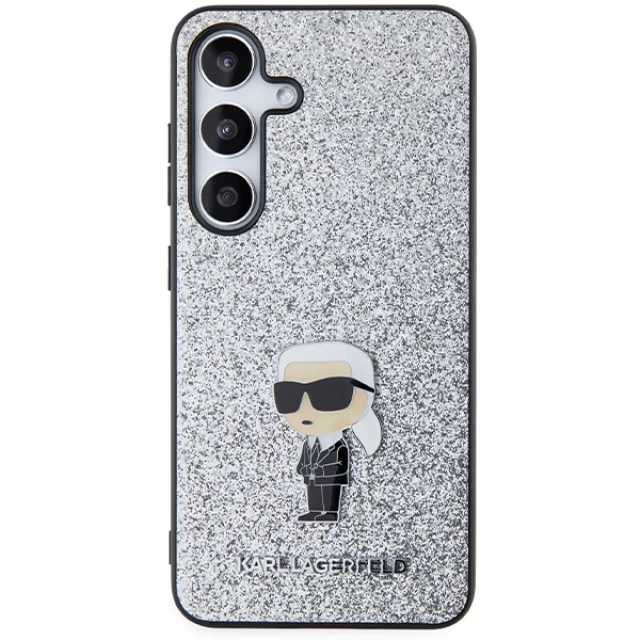 Чехол Karl Lagerfeld Fixed Glitter Ikonik Logo Metal Pin для Samsung Galaxy S24 (S921) Silver (KLHCS24SGCNPSG)