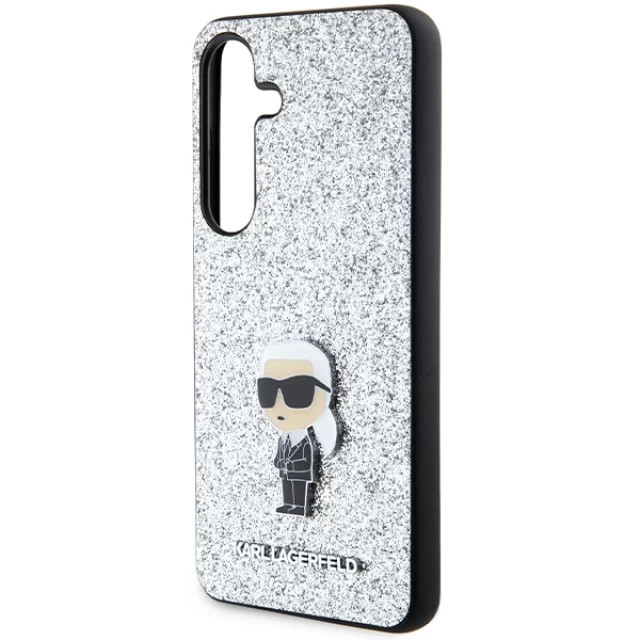 Чехол Karl Lagerfeld Fixed Glitter Ikonik Logo Metal Pin для Samsung Galaxy S24 (S921) Silver (KLHCS24SGCNPSG)