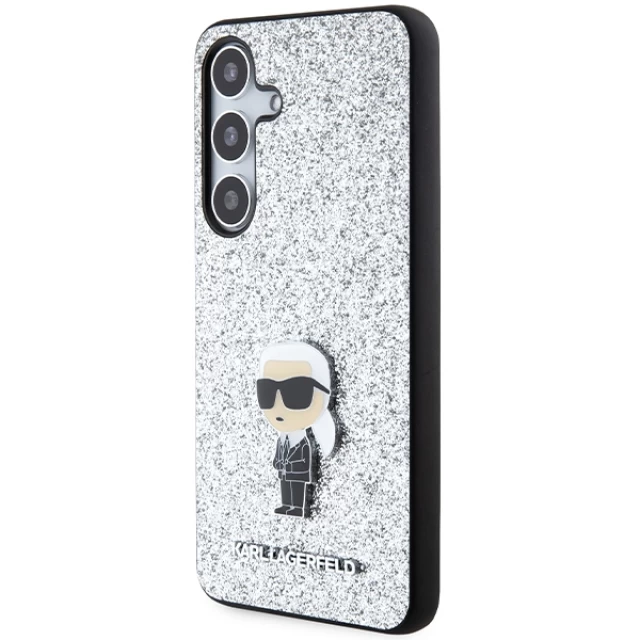 Чехол Karl Lagerfeld Fixed Glitter Ikonik Logo Metal Pin для Samsung Galaxy S24 Plus (S926) Silver (KLHCS24MGCNPSG)