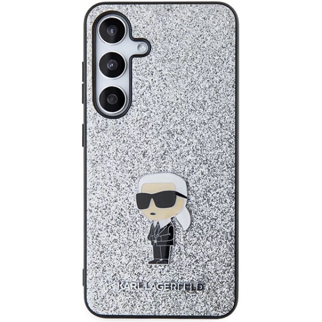 Чехол Karl Lagerfeld Fixed Glitter Ikonik Logo Metal Pin для Samsung Galaxy S24 Plus (S926) Silver (KLHCS24MGCNPSG)