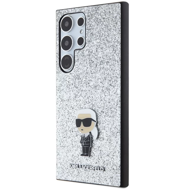 Чехол Karl Lagerfeld Fixed Glitter Ikonik Logo Metal Pin для Samsung Galaxy S24 Ultra (S928) Silver (KLHCS24LGCNPSG)