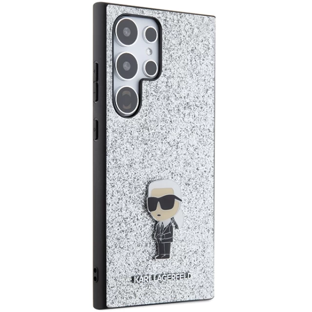 Чехол Karl Lagerfeld Fixed Glitter Ikonik Logo Metal Pin для Samsung Galaxy S24 Ultra (S928) Silver (KLHCS24LGCNPSG)