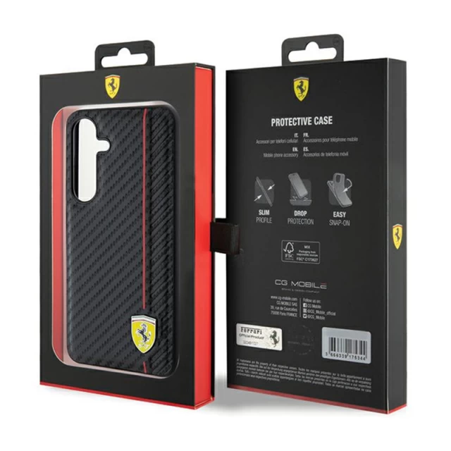 Чехол Ferrari Carbon Printed Line для Samsung Galaxy S24 Plus (S926) Black (FEHCS24MN3DUR)
